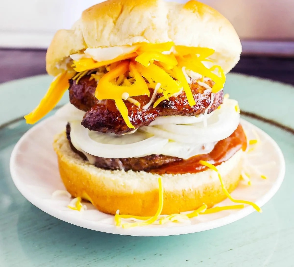 Loaded smash burger with fries