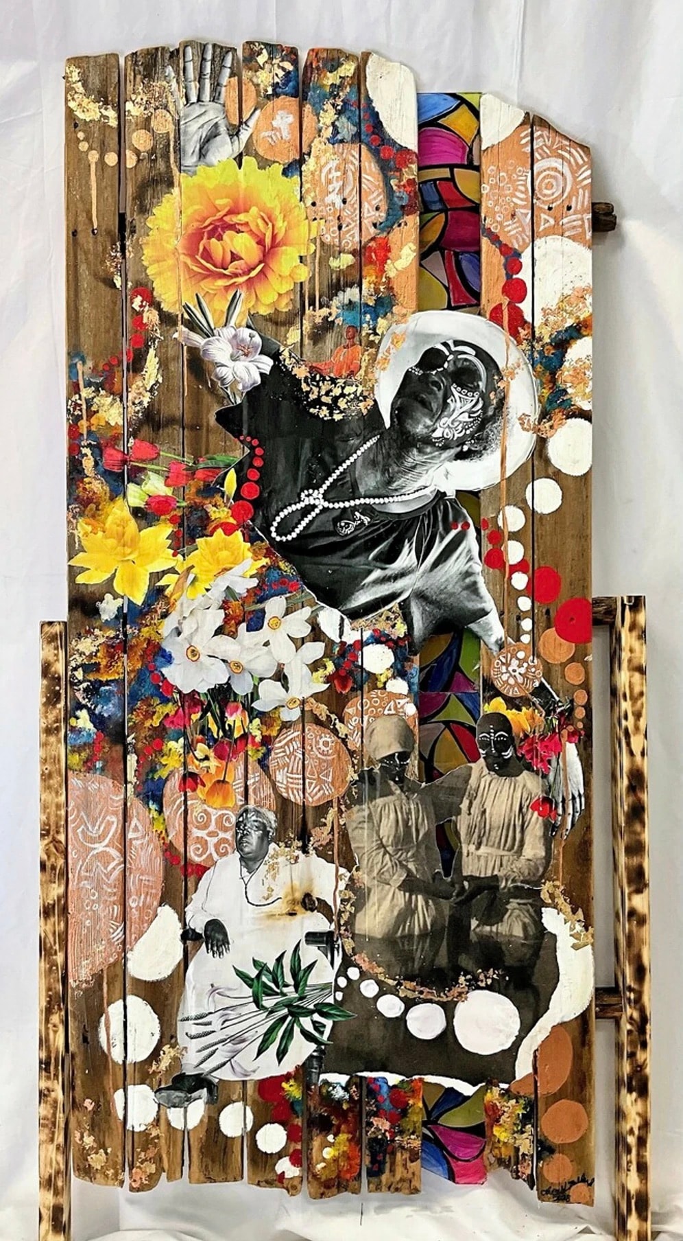 Lavett Ballard mixed-media artwork on reclaimed wood
