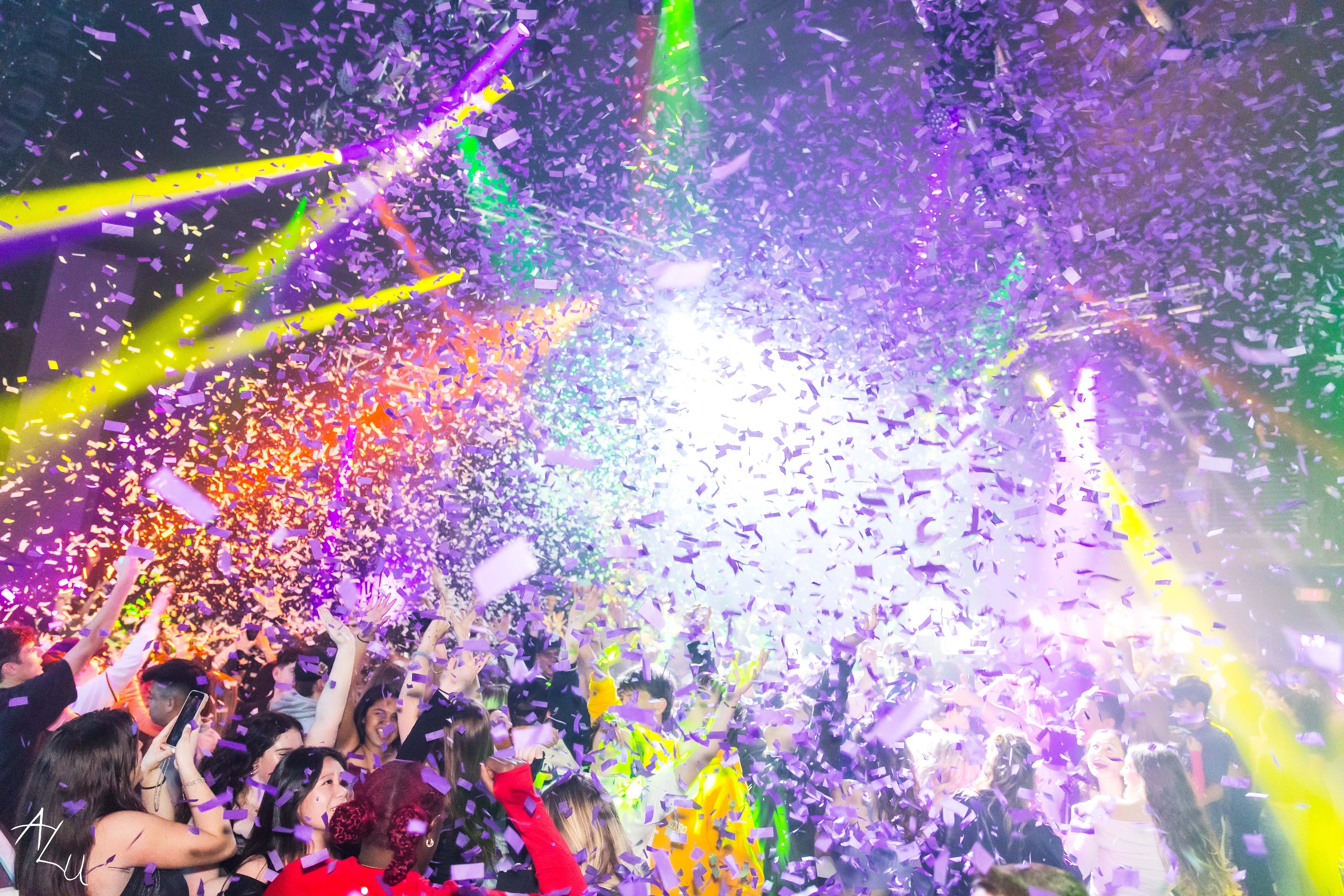 Enclave After Dark — confetti and light show at Pittsburgh South Side nightlife event