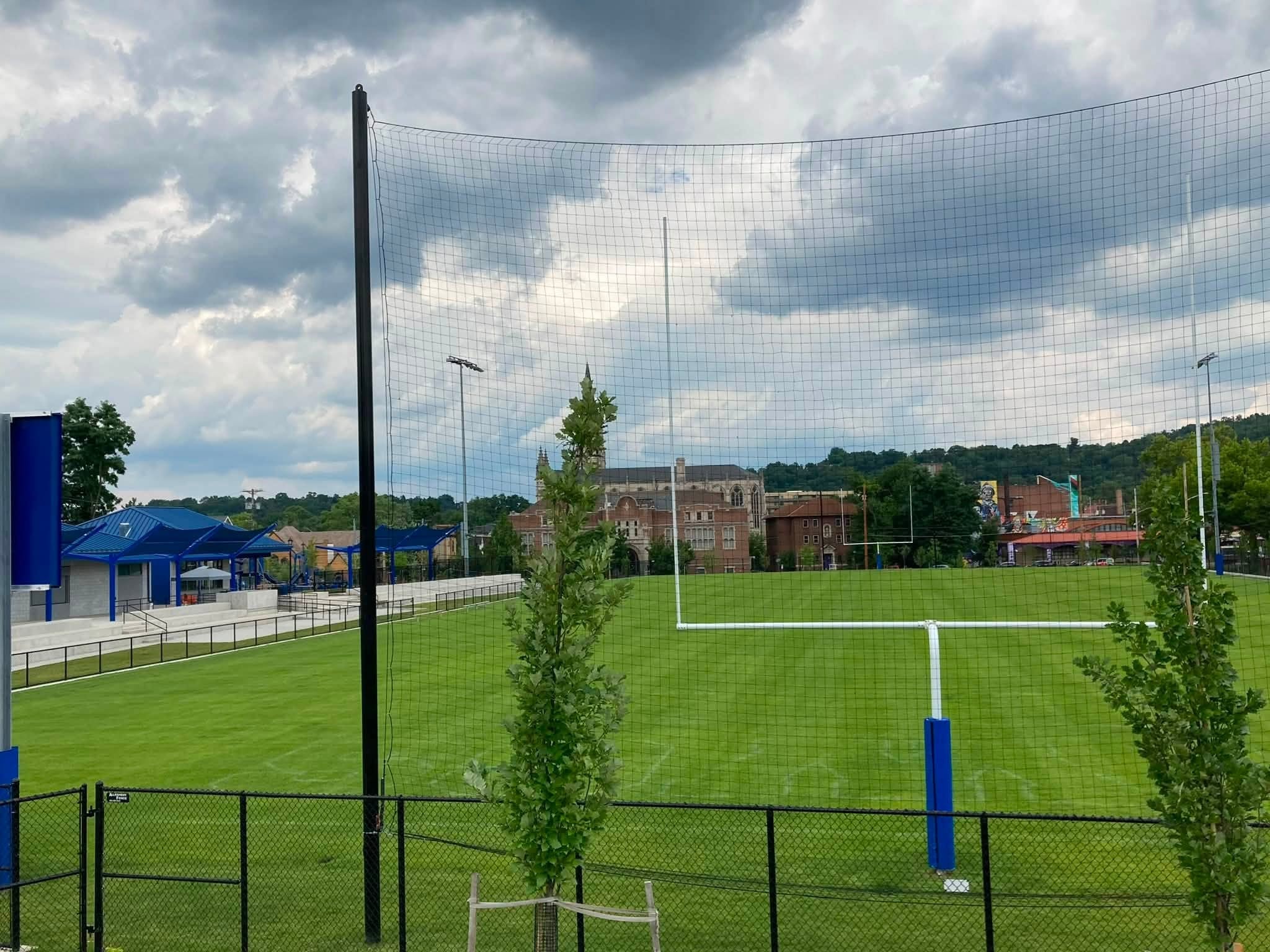 Regulation-size natural turf football field at Homewood Park