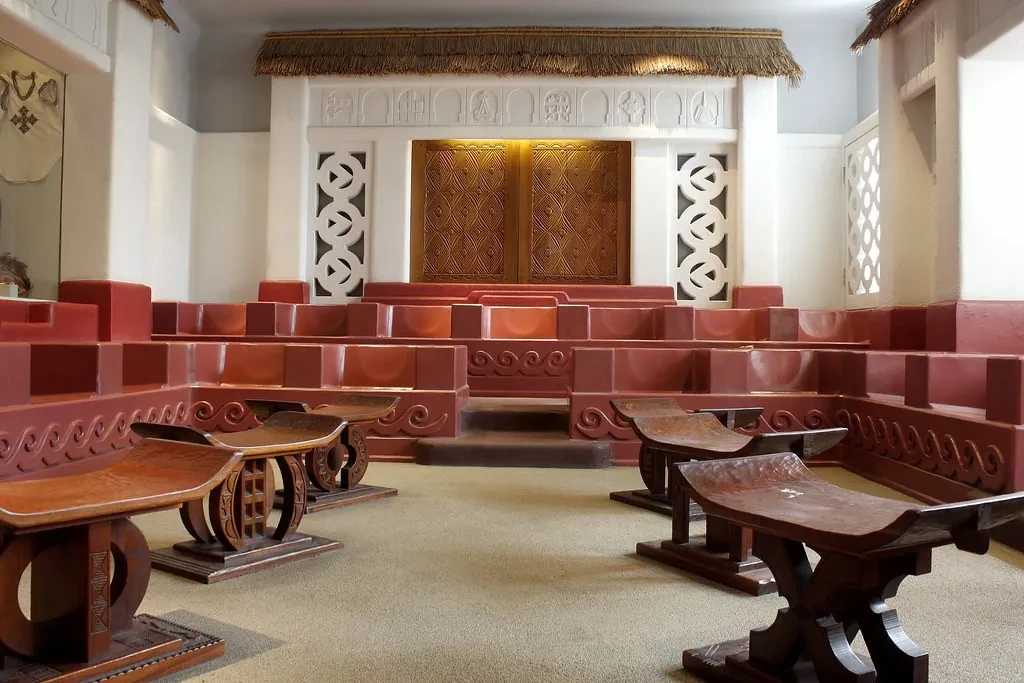 Intricate carved wooden details in the African Heritage Classroom