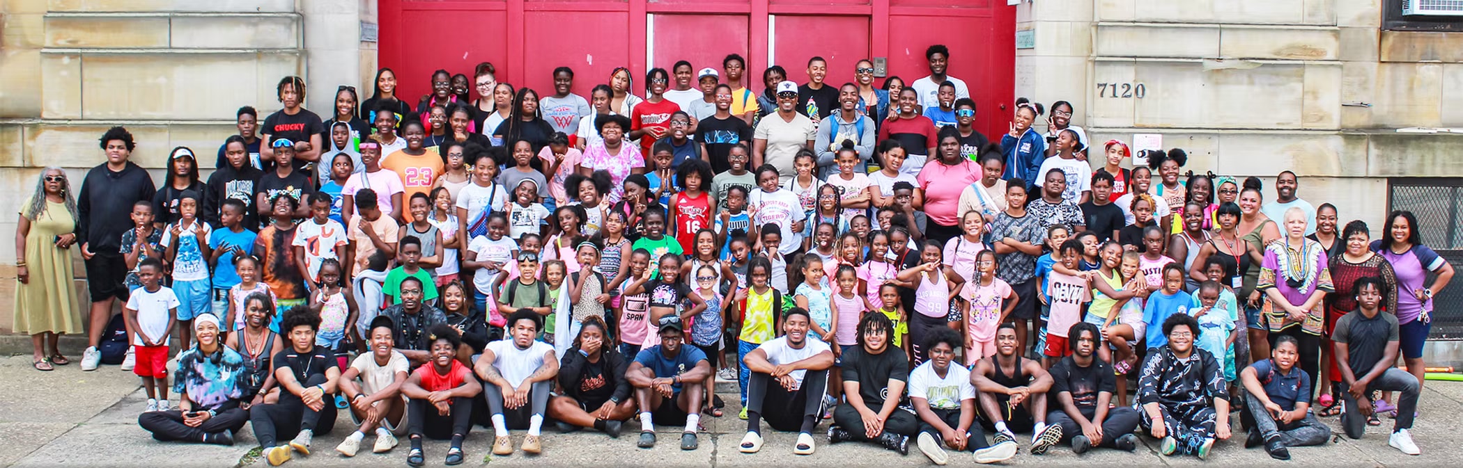 Hundreds of CEA youth and staff gathered in front of CEA Headquarters at 7120 Kelly Street