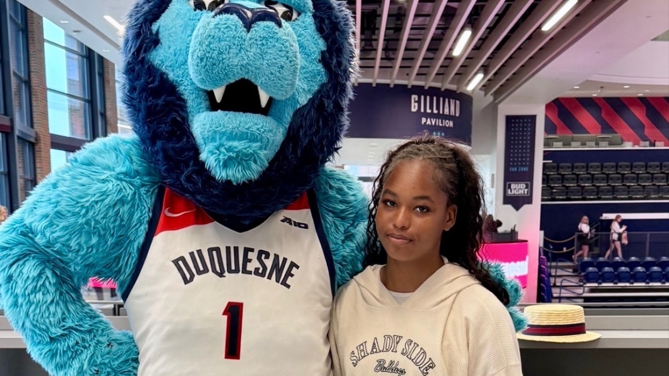Rainier Sky Beckham with THE DUKE at Duquesne University